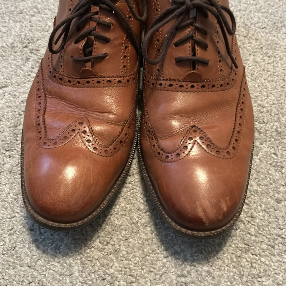 Cole Haan Mens British Tan Leather‎ Wingtip Oxford Dress Shoes C30687 Size 11 M